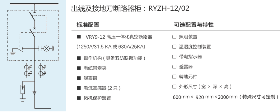 RYZH-12/02出線及接地刀斷路器柜典型圖